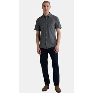 George Men's Short Sleeve Knit Button Front Shirt X-LARGE (46-48) Black Soot.